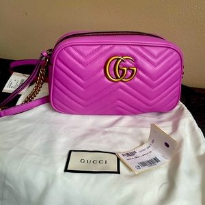 ❌SOLD❌ Gucci 447632 GG Marmont Matelassé Leather Cross Body Bag pink